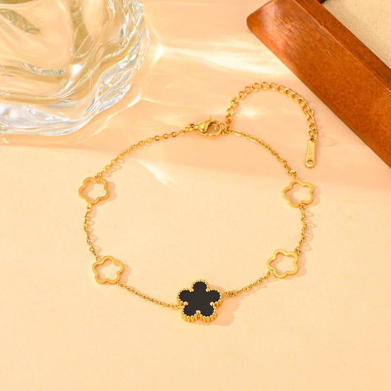 Wholesale Light Luxury Stainless Steel Five Leaf Flower Bracelets ACC-BT-ZhuoXin001