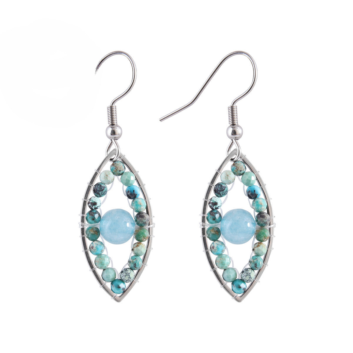 Wholesale Natural Stone Lycopodium Beads Devil's Eye Stainless Steel Earrings ACC-ES-MoAo001