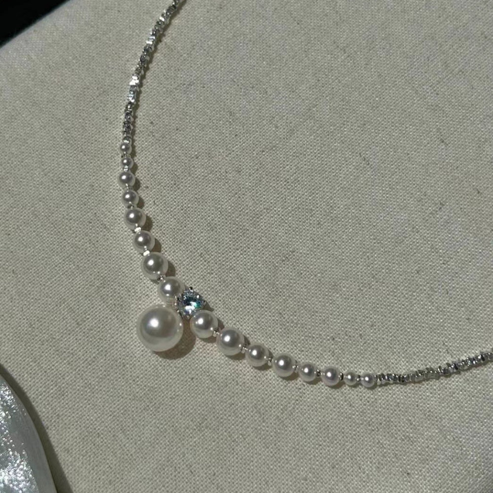 Wholesale Fashion Niche Broken Silver Pearl Necklace Clavicle Chain Choker Necklace ACC-NE-Mengx001