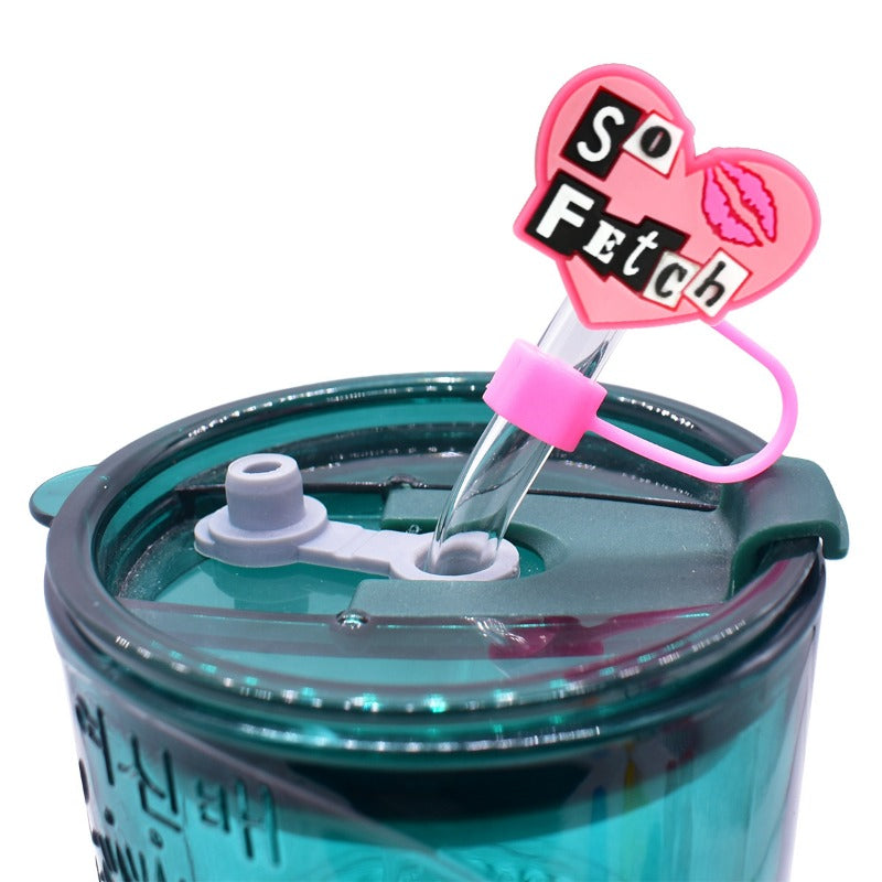 Wholesale Random 100pcs Cartoon Party Decoration 10mm PVC Soft Straw Tube Cap ACC-SCR-RYY124