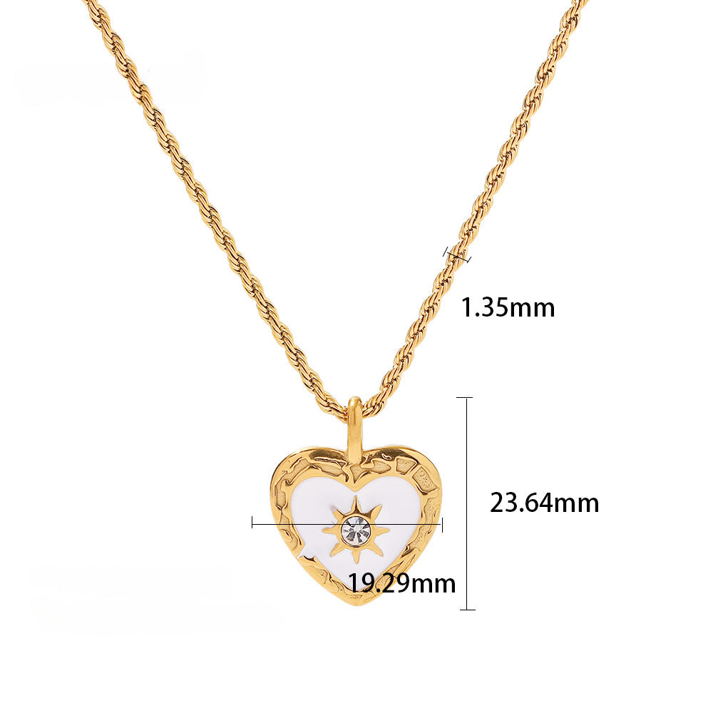 Wholesale Niche Retro Twist Chain Titanium Steel Heart-shaped Necklace Women's Love Pendant Vintage NecklaceACC-NE-Jied001