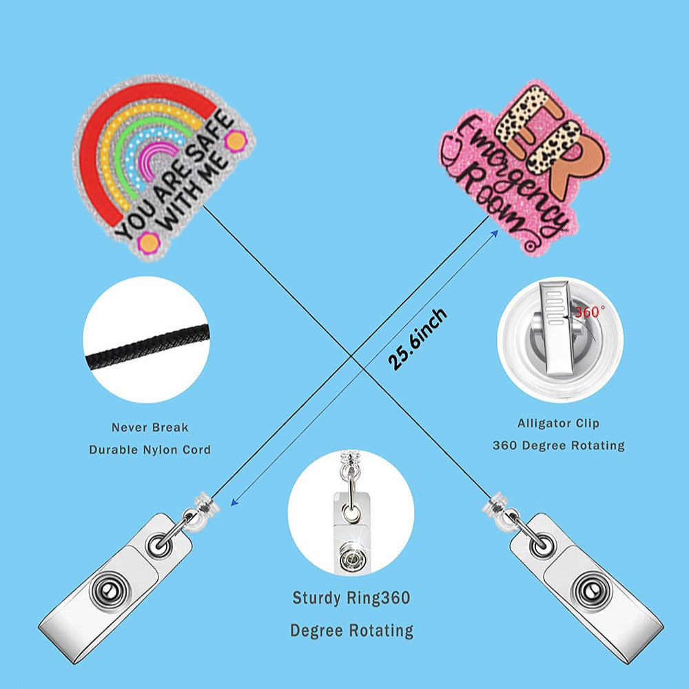 Wholesale Cartoon Letters Rainbow Love Acrylic Retractable Keychain Badge Reels ACC-KC-ChiHai017
