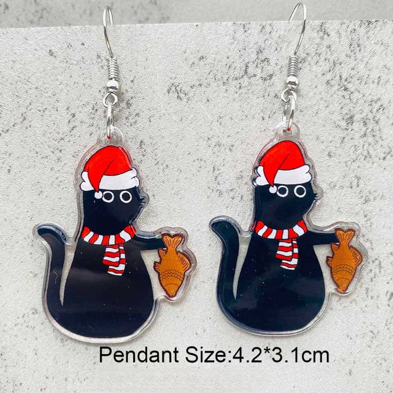 Wholesale Christmas Acrylic Lights Santa Hat Cat Earrings ACC-ES-ChenY090