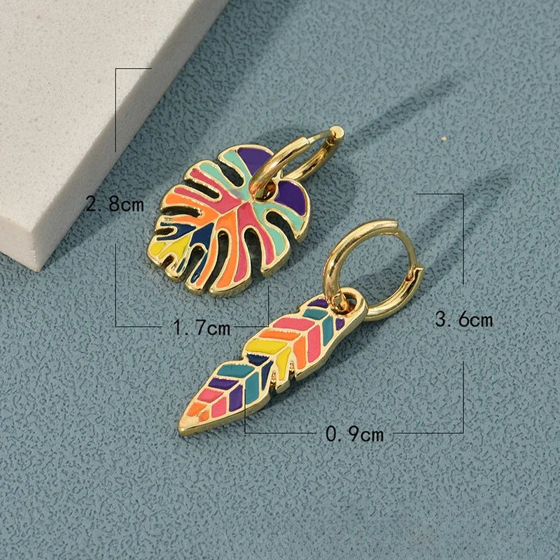 Wholesale Colorful Oil Drop Leaf Cactus Earrings ACC-ES-MLR006
