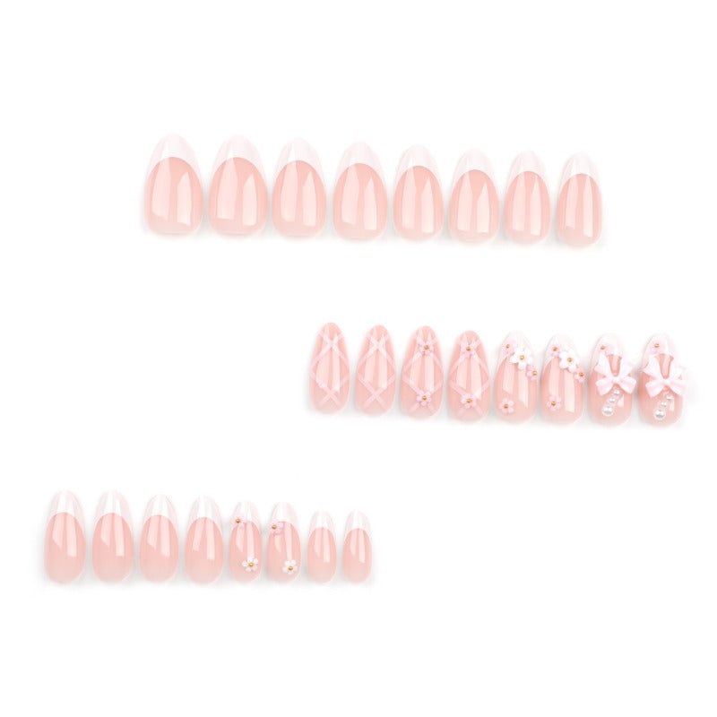 Wholesale 24 Pieces/box Pink Bow Nails Kits Nail Stickers ACC-NS-LeFan148