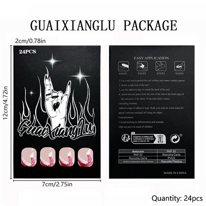 Wholesale 24 Pieces/box Christmas Hat Red and White Nails Kits Nail Stickers ACC-NS-GuaiXL129