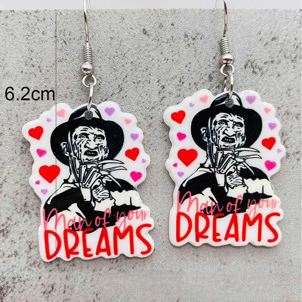 Wholesale Halloween Skull Horror Movie Acrylic Earrings ACC-ES-ChenY035