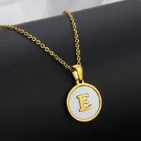 Wholesale Titanium Steel Necklace Round Shell Letter Necklace ACC-NE-BaiTian005