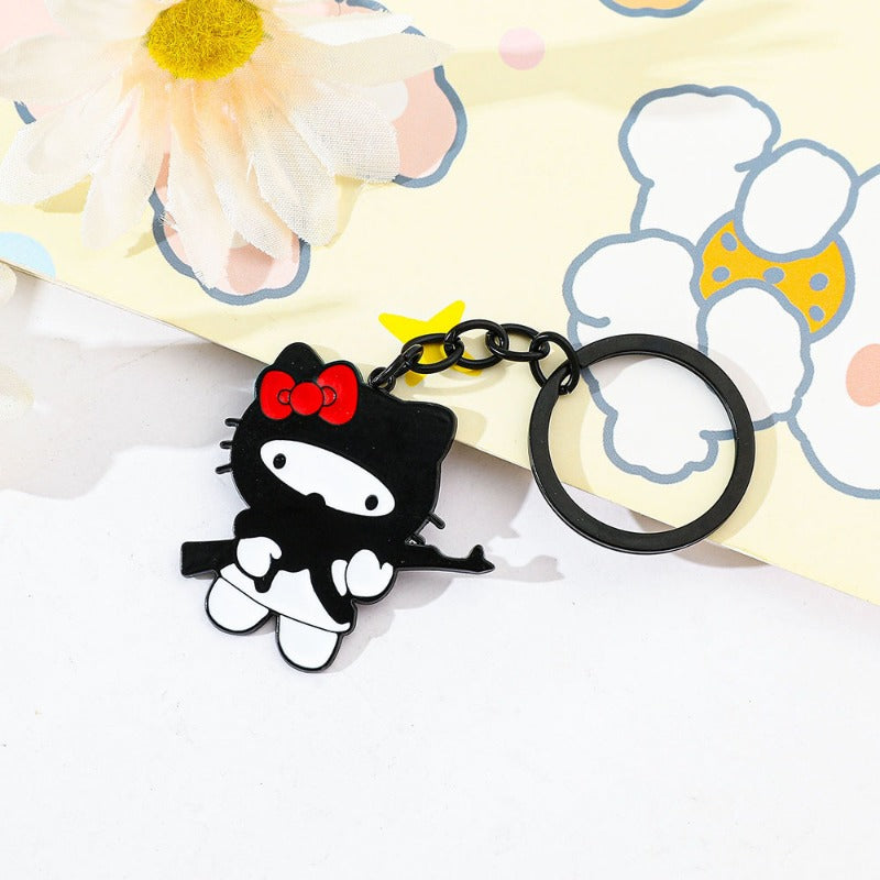 Wholesale Cartoon Funny Bow Black Head Cover Cat Alloy Keychain ACCVIP-KC-KeFeng006