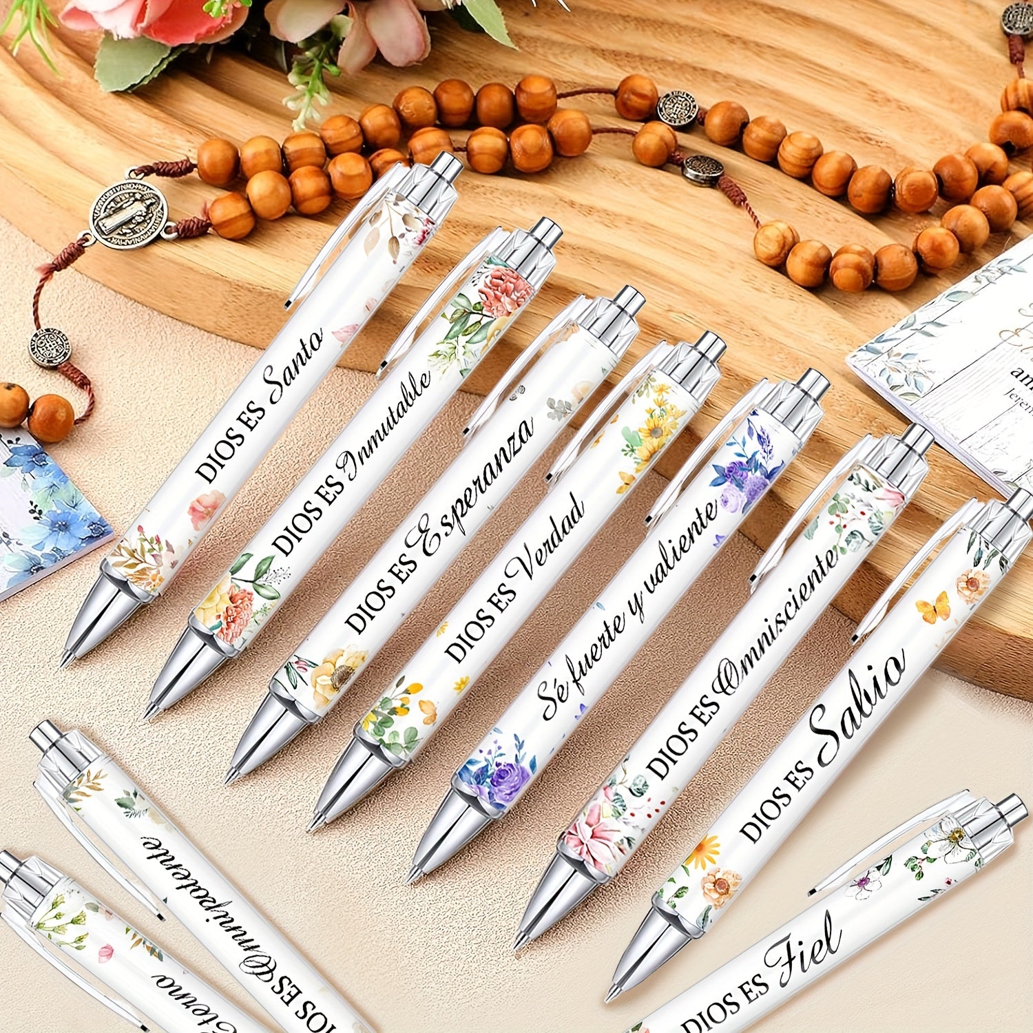 15pcs Spanish Christian Pens Regalos Cristianos En Español Bible Verse Ballpoint Pens with Inspirational Quote Spanish Christian Gifts for Religious Church Office