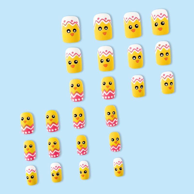 Wholesale 24 Pieces/box Easter Cartoon Cute Pink and White Eggshell Nails Kits Nail Stickers ACC-NS-QXJ003