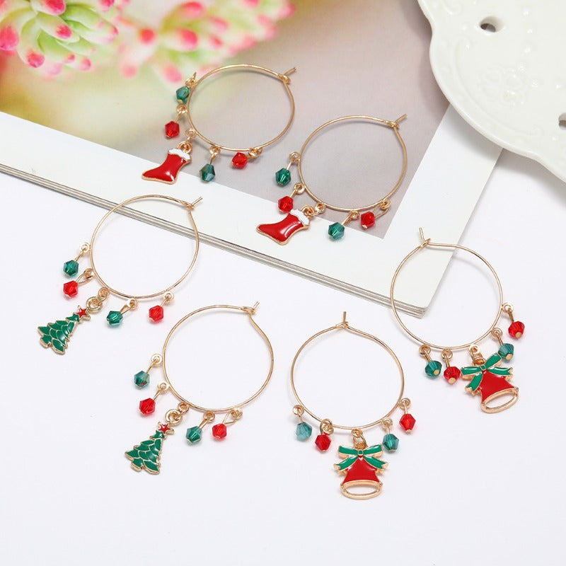 Wholesale Christmas Tree Bell Boots Pendant Earrings ACC-ES-DingZhou001