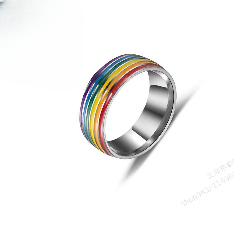 Wholesale Rainbow Couple Titanium Steel Ring Stainless Steel ACC-RS-Xinj004