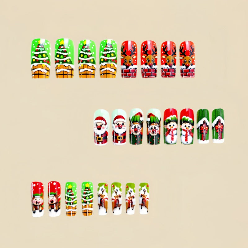 Wholesale 24 Pieces/box Christmas Santa Claus Elk Nails Kits Nail Stickers ACC-NS-Qianx005