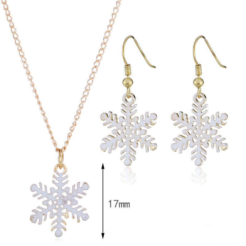 Wholesale Christmas Cute Cartoon Oil Drip Snowflakes 2-piece Necklaces Set ACC-NE-KaiQing008