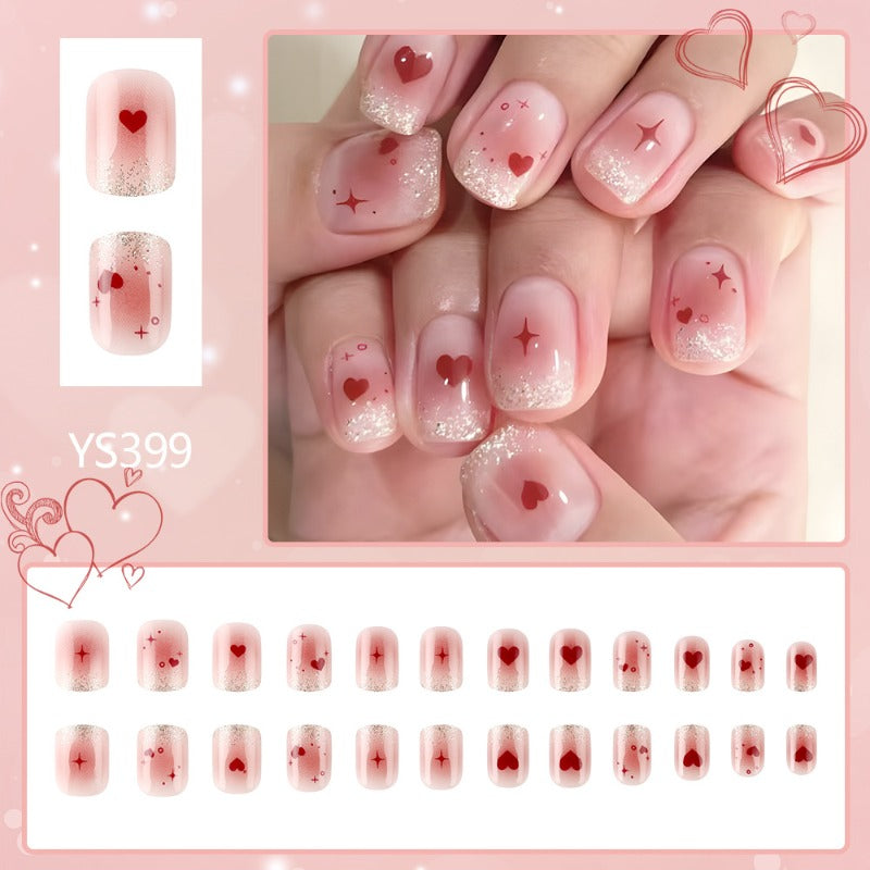 Wholesale 24 Pieces/box Valentine's Day Pink Love Nails Kits Nail Stickers ACC-NS-MiKe021