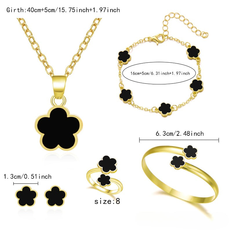 Wholesale Five Petal Flower Bracelet Necklace Set  ACC-NE-YingHao008