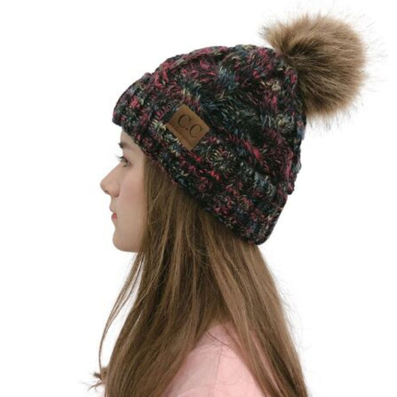 Wholesale Colorful Twisted Pom Pom Knitted Hat ACC-HT-Xiongk002