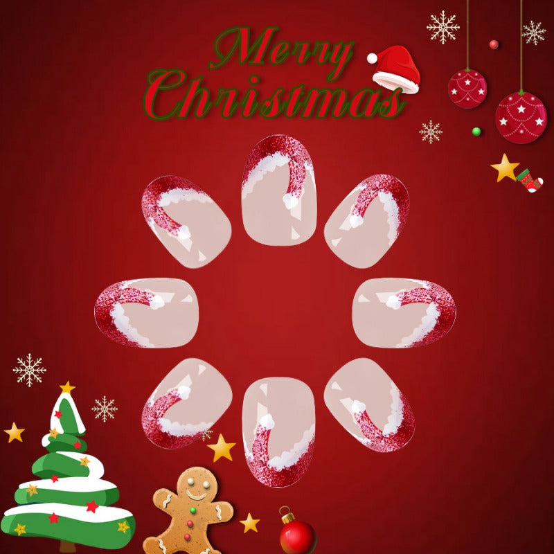 Wholesale 24 Pieces/box Christmas Hat Red and White Nails Kits Nail Stickers ACC-NS-GuaiXL129