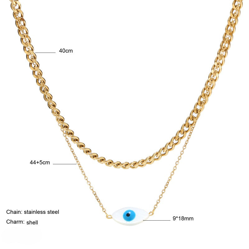 Wholesale 18K Gold Plated Double Layer Titanium Steel Thick Chain Cuban Chain Necklace ACC-NE-FeiLing009