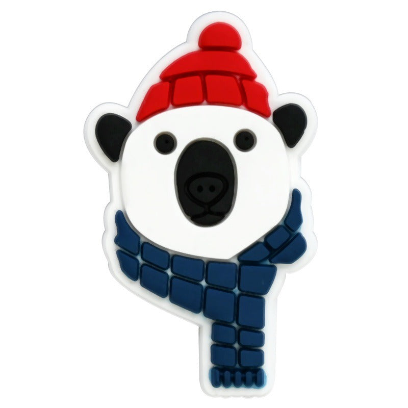 Wholesale Random 100pcs Polar Bear Cute Animal PVC Soft Rubber Shoe Buckle Decoration  ACC-SC-RYY084