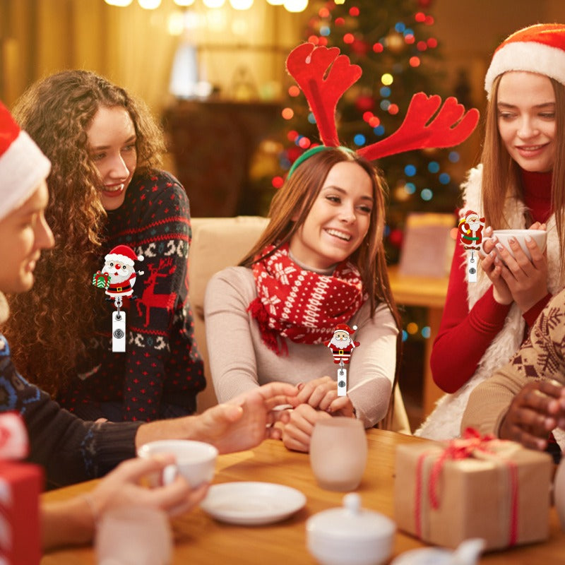 Wholesale Christmas Acrylic Santa Claus Retractable Rotating Keychain ACC-KC-QiDing007