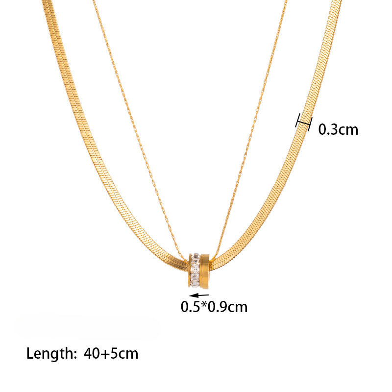 Wholesale Titanium Steel Clavicle Chain Transfer Ring Necklaces ACC-NE-Qiyun005