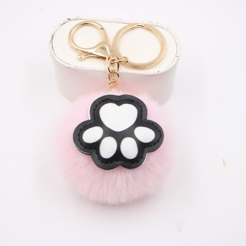 Wholesale Cute Cat Paw Pom Pom Keychains ACC-KC-Zuge006