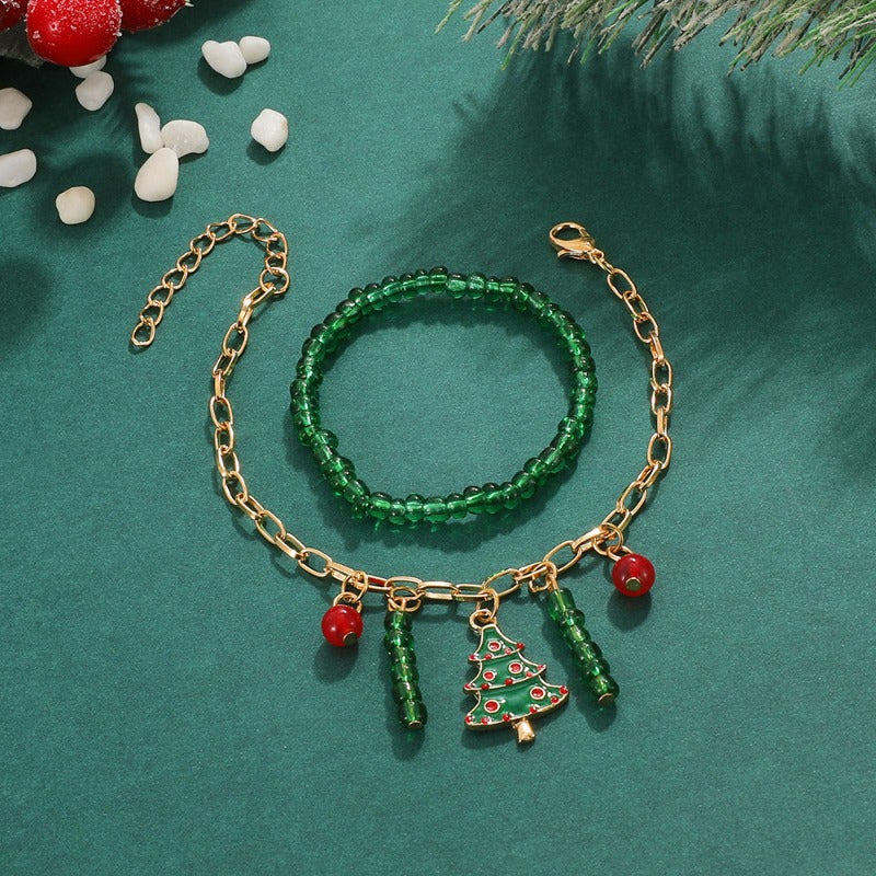 Wholesale Christmas Tree Beaded Bracelet Set ACC-BT-Tiangao002