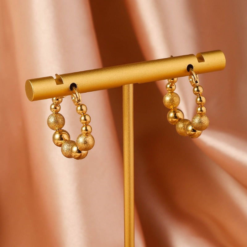 Wholesale French Vintage Titanium Steel Metal Bead Earrings ACC-ES-Ruif001