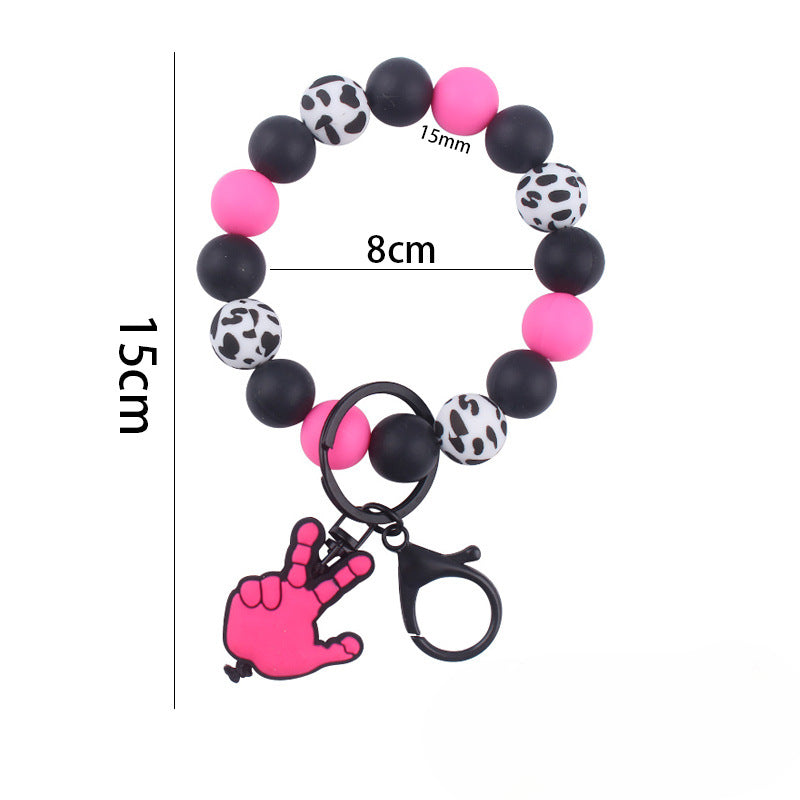 Wholesale Cartoon Palm Silicone Beaded Wristlet Keychain ACC-KC-GuangTian087