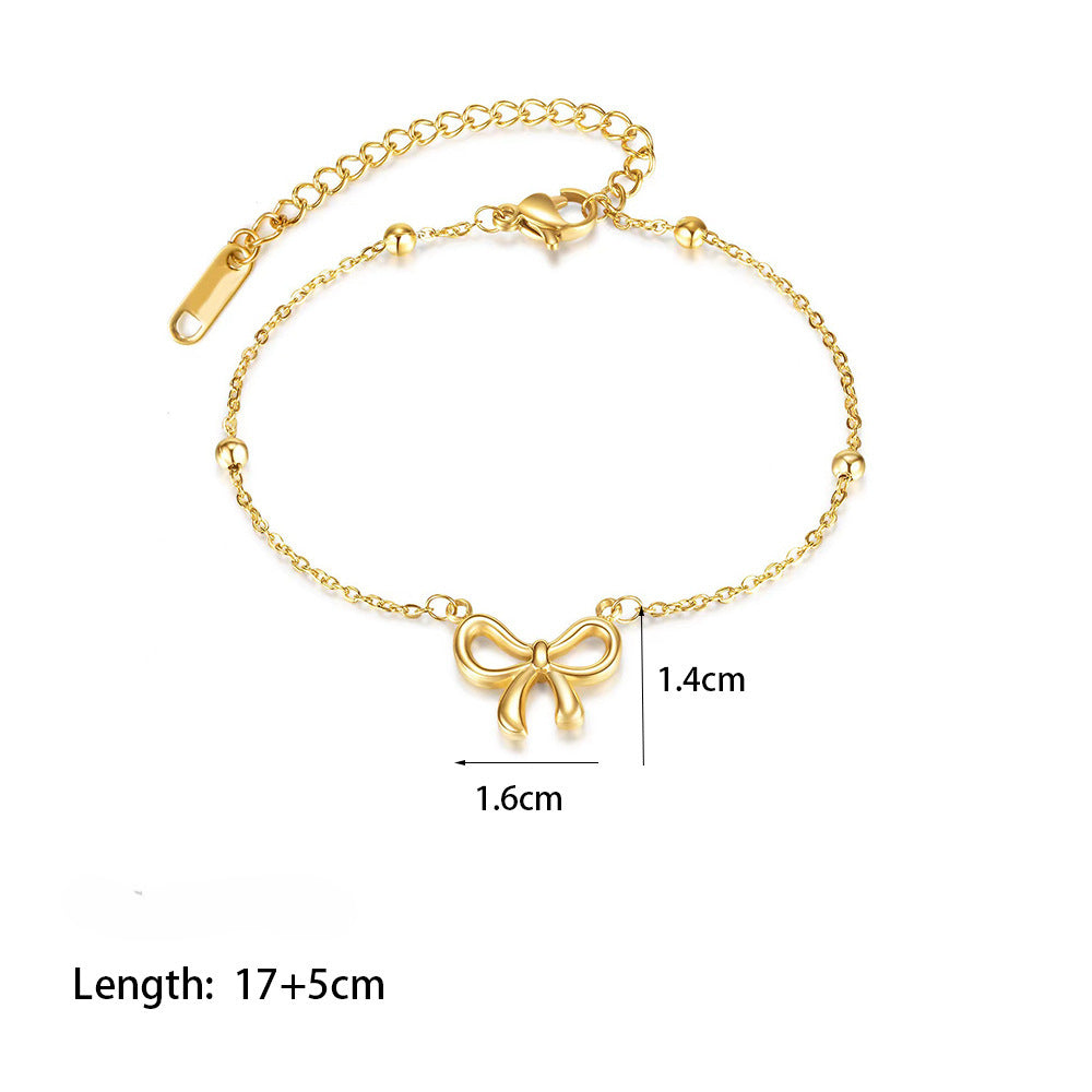 Wholesale Bowknot Titanium Steel Necklaces Earrings Bracelet Anklets ACC-NE-GuDi011