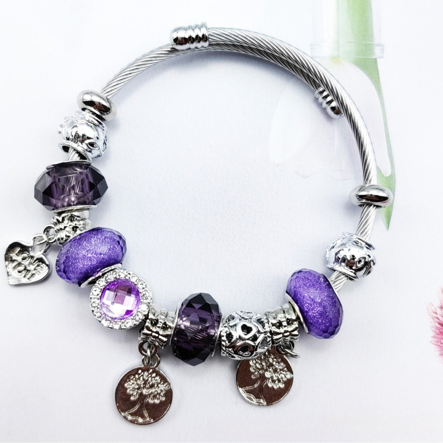 Wholesale Crystal Beaded Bracelet Love Bracelet Set with Diamonds Adjustable Heart Bracelets ACC-BT-Mindin001