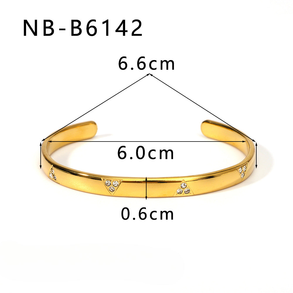 Wholesale Stainless Steel Inlaid Zircon Colorful Leaf Snowflake Love Geometric Bracelet ACC-BT-XinY027