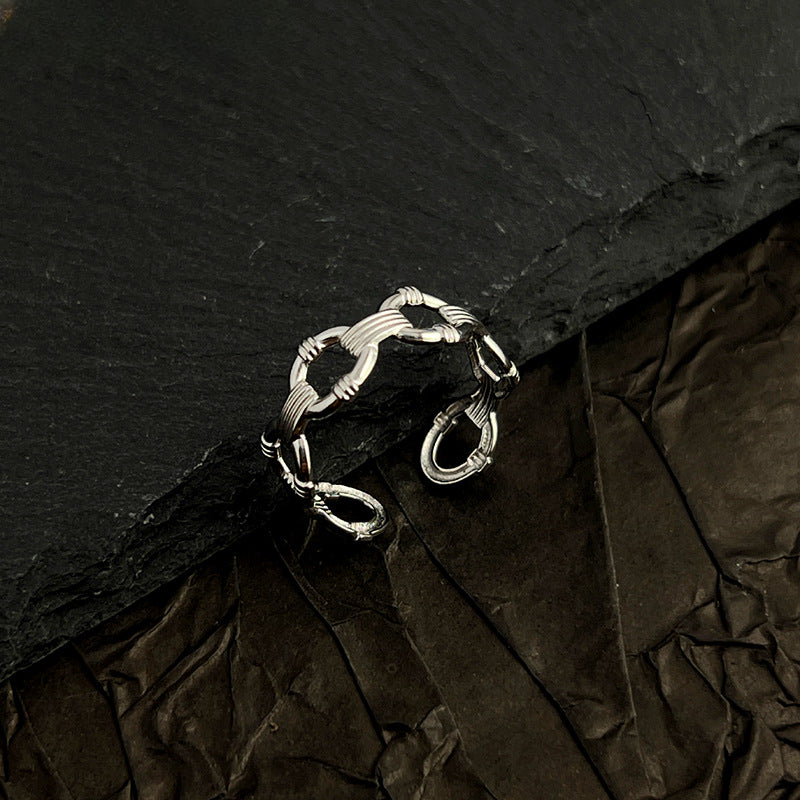 Wholesale Stainless Steel Ring 18k Gold Plated Silver Ring Hollow Circle Rings ACC-RS-WanCh002