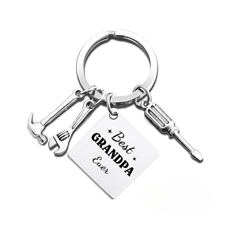 Wholesale Father's Day Hammer Wrench Square Hanging Tag Festival Gift Metal Keychain ACC-KC-Ganggu014