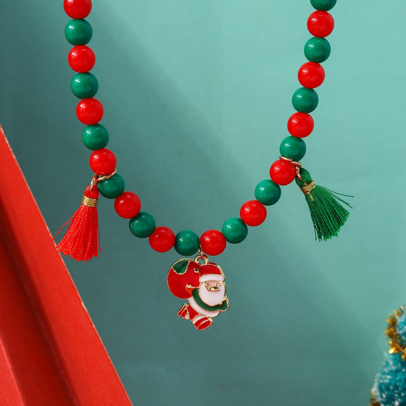 Wholesale Beaded Tassel Santa Claus Necklace Cartoon Necklaces ACC-NE-YueSen007