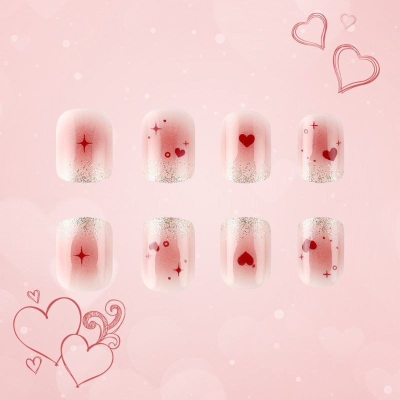 Wholesale 24 Pieces/box Valentine's Day Pink Love Nails Kits Nail Stickers ACC-NS-MiKe021