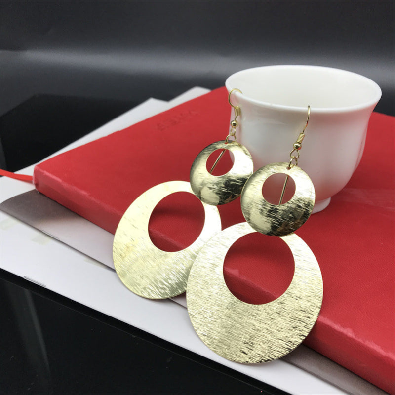 Wholesale Double Hoop Metal Long Earrings ACC-ES-FX054