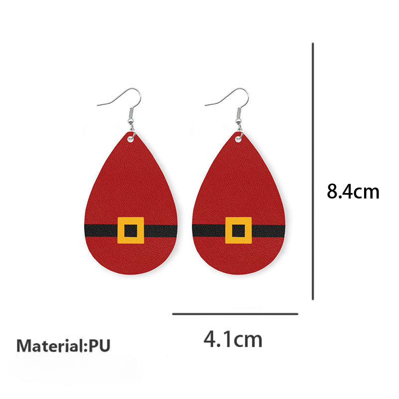 Wholesale 2 Pairs/Pack Christmas Elk Snowman Leather Earrings ACC-ES-HY174