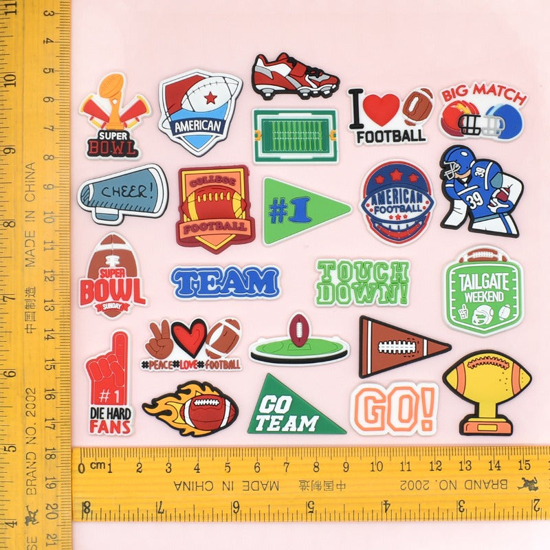 Wholesale Random 100pcs Football PVC Soft Rubber Shoe Buckle Decoration  ACC-SC-RYY088