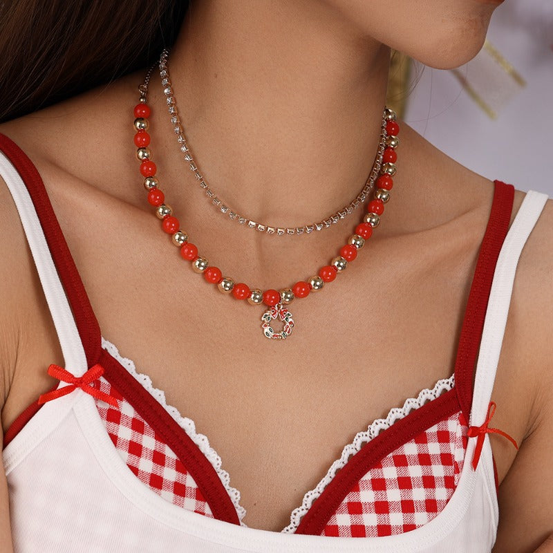 Wholesale Christmas Tree Wreath Clavicle Necklaces ACC-NE-YueSen008
