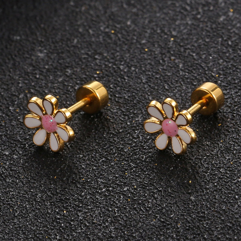 Wholesale Titanium Steel Three-Dimensional Petal Earrings ACC-ES-Yixin012