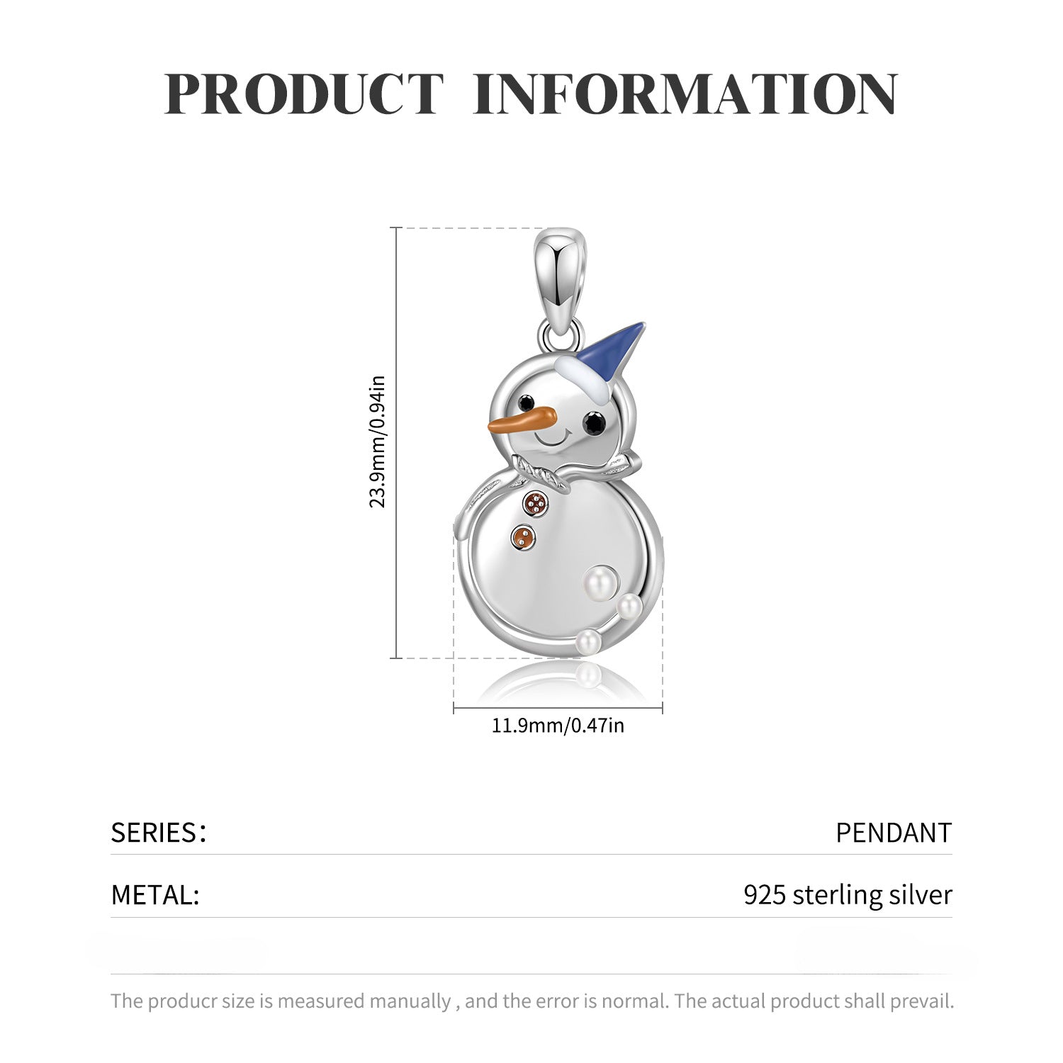Wholesale Christmas Snowman S925 Sterling Silver Epoxy Necklaces ACC-NE-MC016