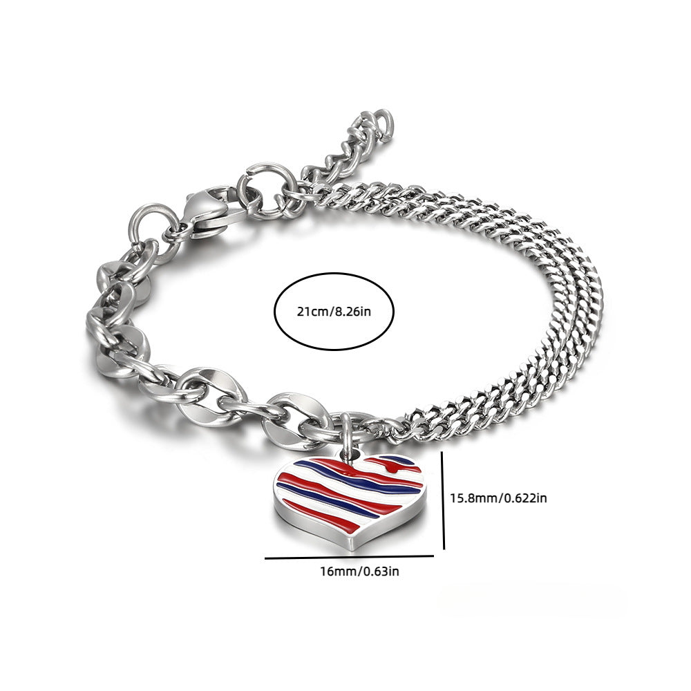 Wholesale Titanium Steel Drip Glue Splicing Double Layer Peach Heart Bracelets ACC-BT-Yixin001