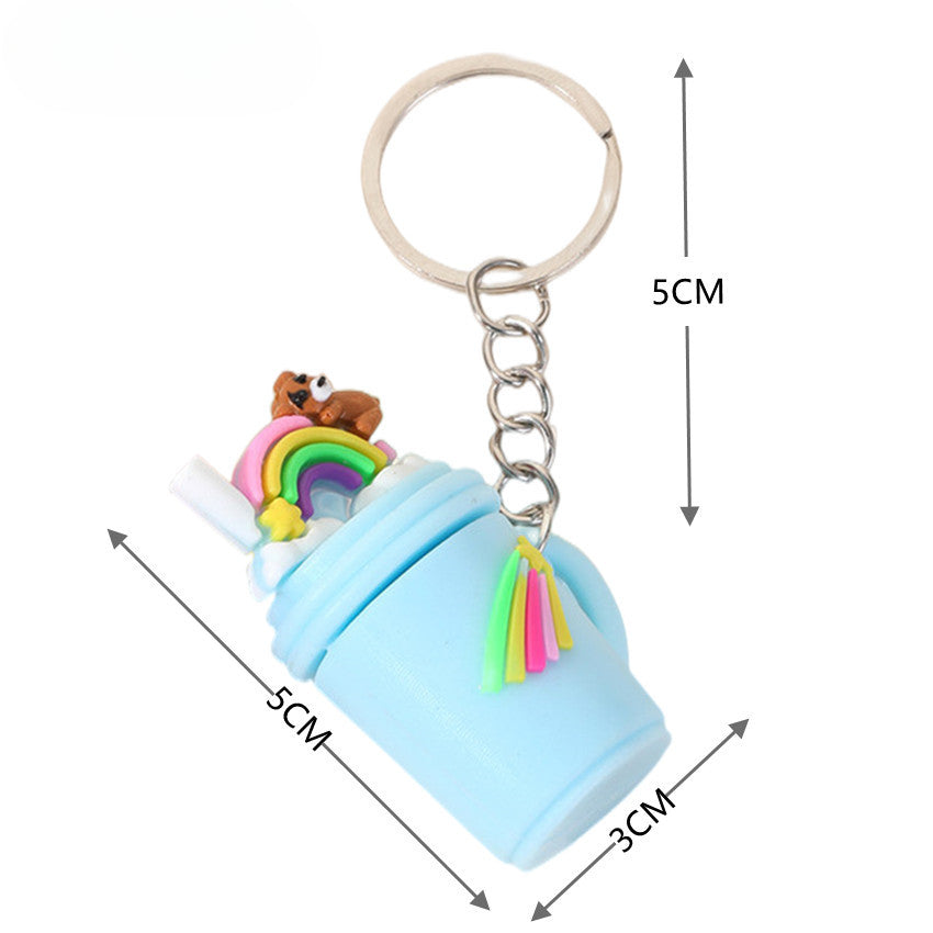 Wholesale PVC Rainbow Milk Tea Cup Keychains ACC-KC-RongRui002