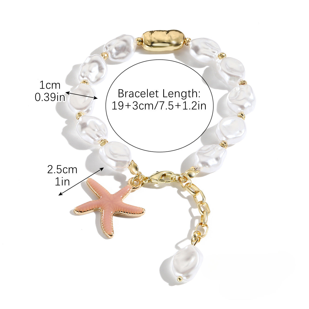Wholesale Boho Style Pearl Starfish Pendant Shell Bracelet Bohemian ACC-BT-ManYi002