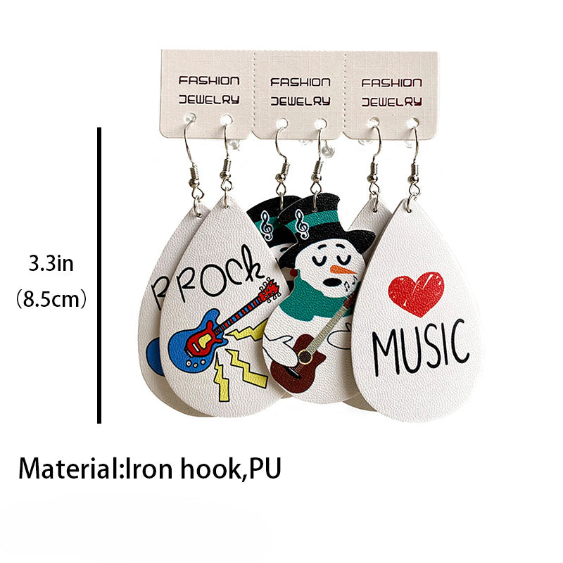 Wholesale 2 Sets Christmas Earrings Set Teacher Snowman PU Leather Earrings Set ACC-ES-HY133
