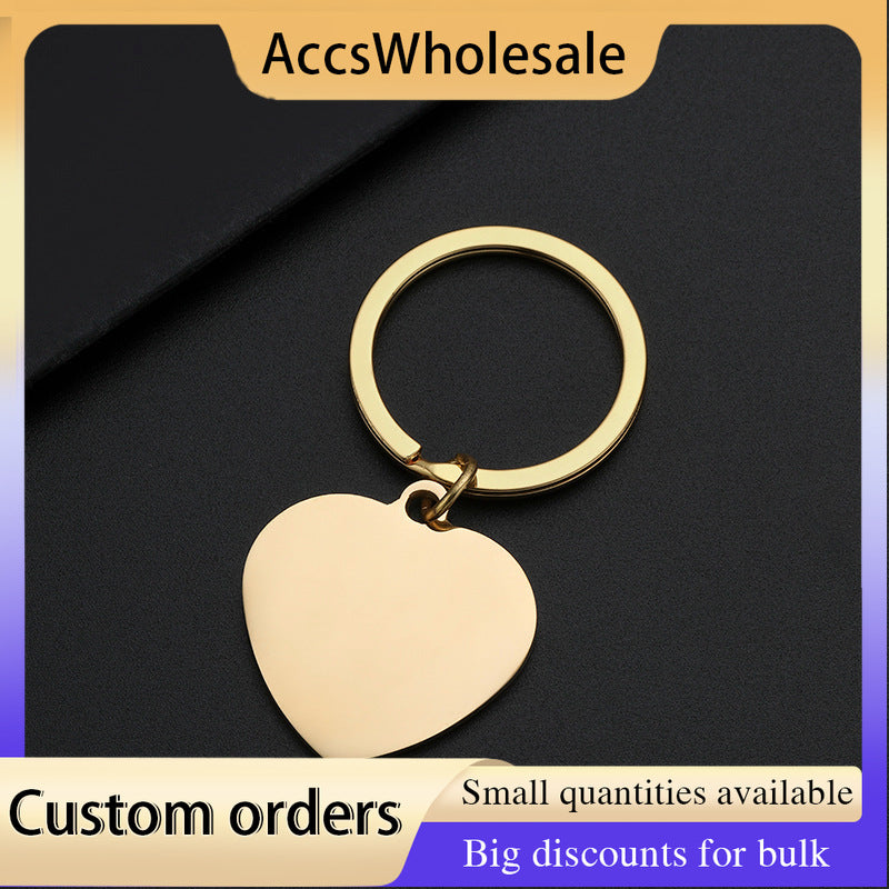 Custom Keychain with Laser Engraved Text or Logo - Multi-color Heart-shaped Metal Keychain