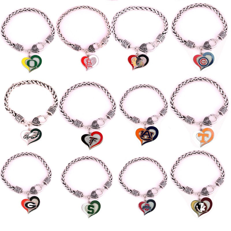 Wholesale Sports Athletics Saints Dropping Peach Heart Bracelet ACC-BT-Houh004